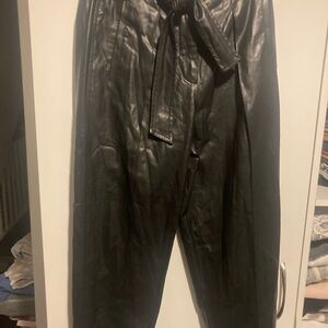 Blank NYC stylish Black faux Leather Pants women high waisted straight leg